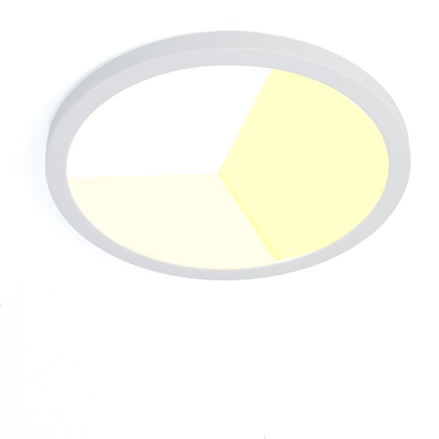 Plafón LED Circular Ø300 mm 24W IP44 empotrable/superficie blanco, CCT 3000K--4000K-6000K, corte ajustable Ø65-270 mm, diseño ultrafino 17 mm.