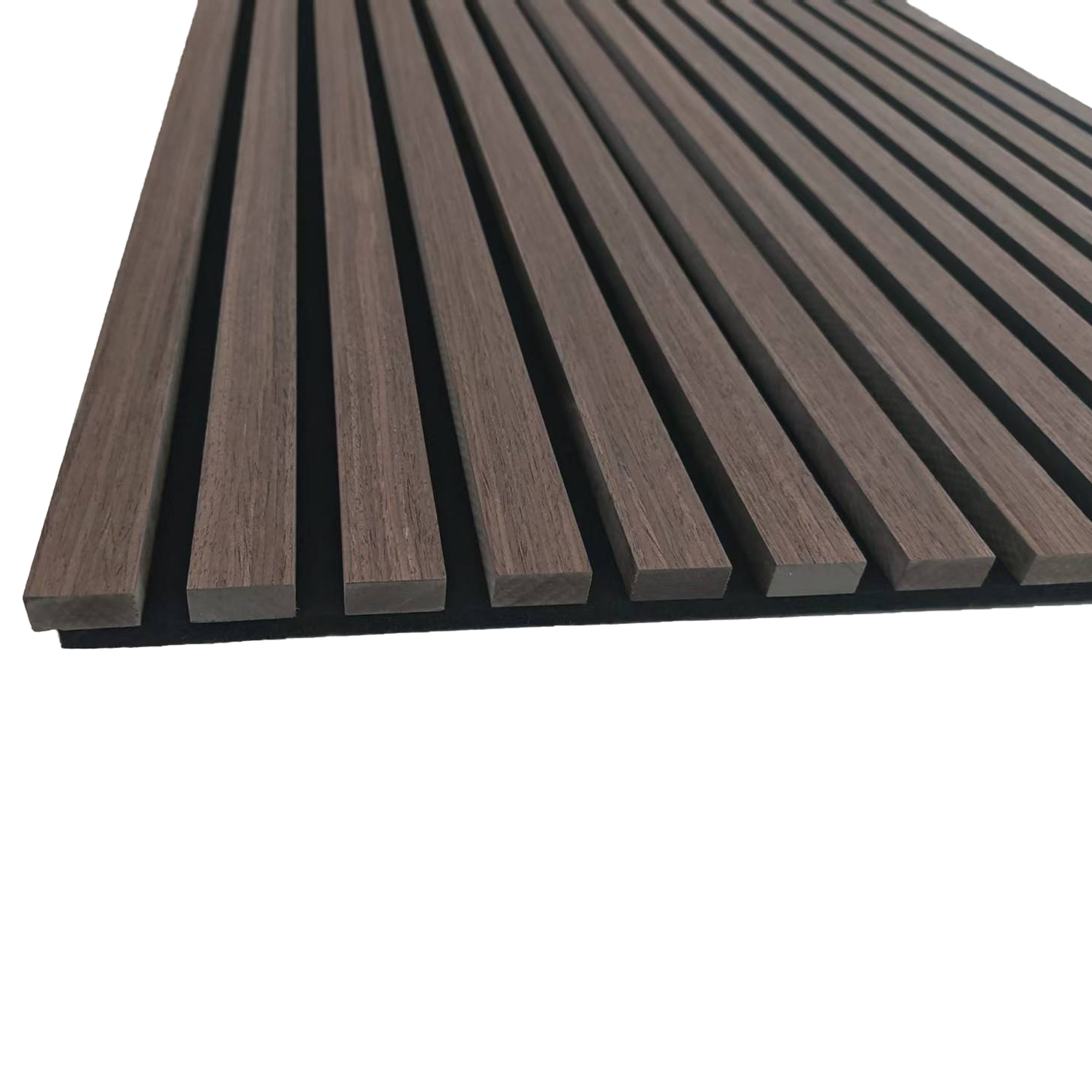 Lot de 3 - Ep. 21mm - 240 x 60cm - Chêne noyer - Panneaux muraux acoustiques, feutrine noire, by Ocean - 4