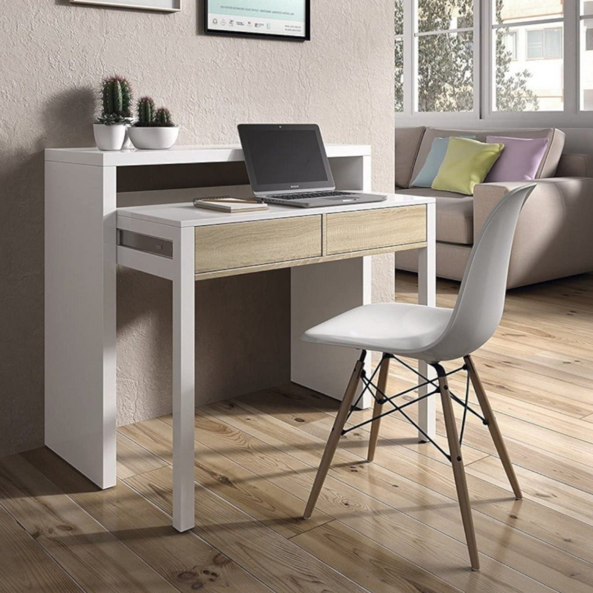 Divina Home 0F4582A Scrivania estensibile con 2 cassetti 99 x 36-70 x 88 cm - 5