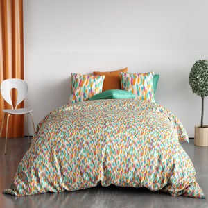 Le Linge De Jules Housse De Couette 240x260 + 2 Taies - Pur Coton 57 Fils Ginko Bleu