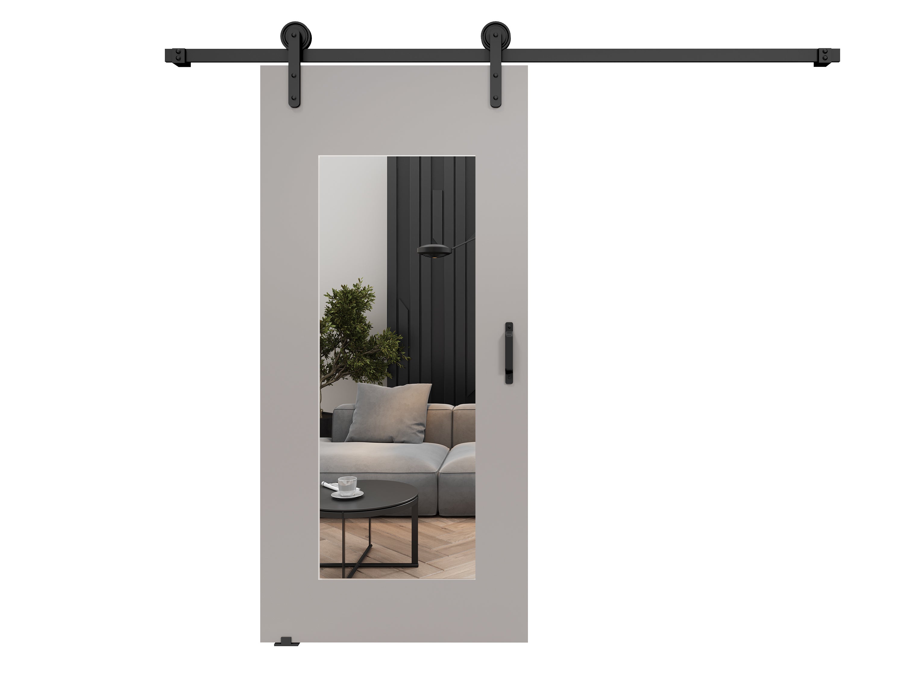 Drzwi przesuwne wewnętrzne LIFT I 96 cm w kolorze szarym.