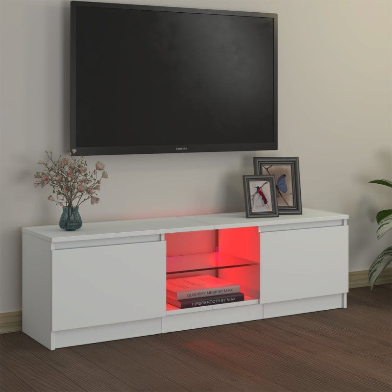 Meuble TV avec lumières LED Blanc 120x30x35,5 cm - 3