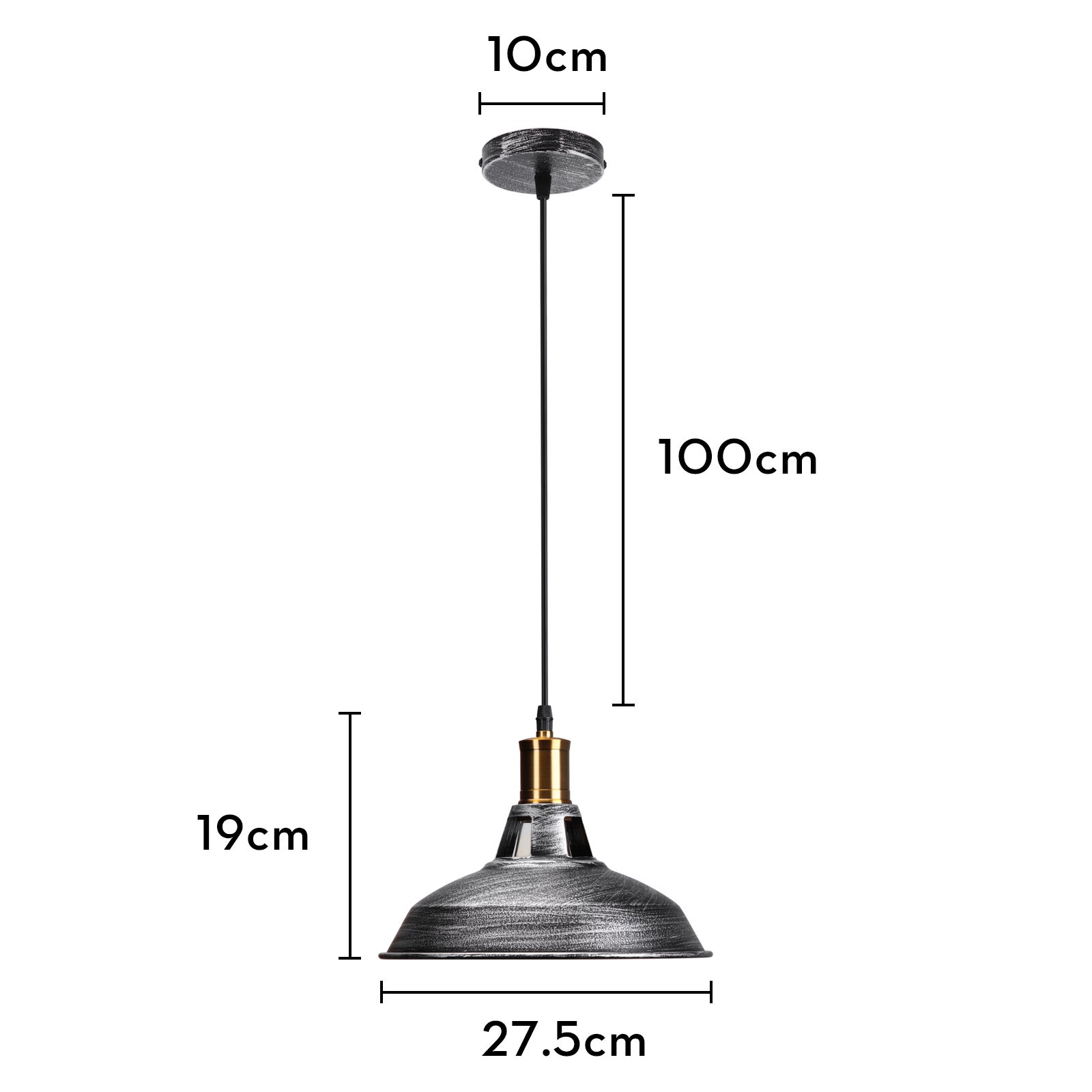 Lustre Suspension Industrielle Vintage E27 LED Lampe Plafonniers Retro Abat-jour pour Cuisine Salle à manger Salon Chambre Restaurant, Argenté - 5