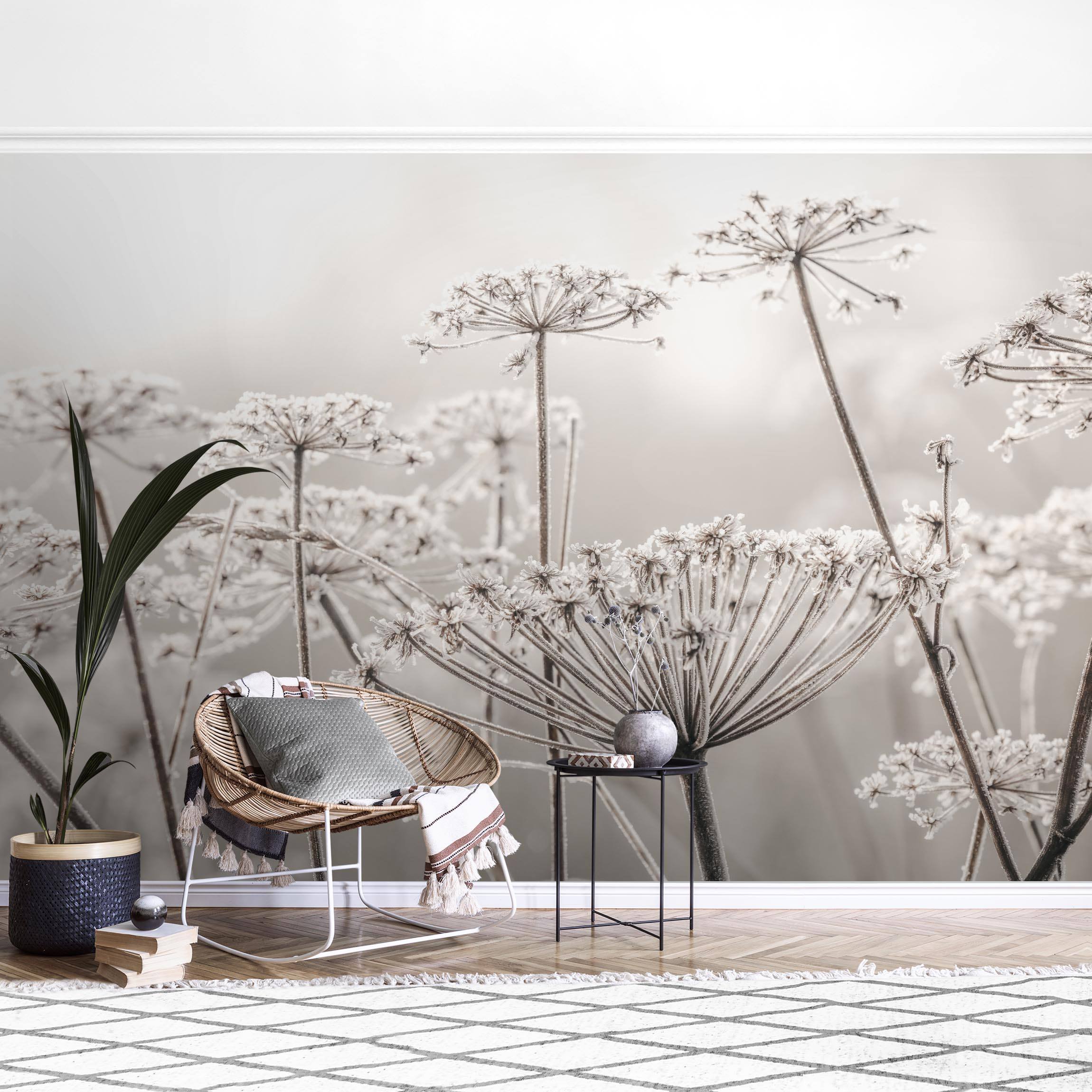 Papel pintado fotomural botánico tropical rústico flores romántico 284 - salón dormitorio cocina pasillo - tnt 336 x 225 cm adhesivo