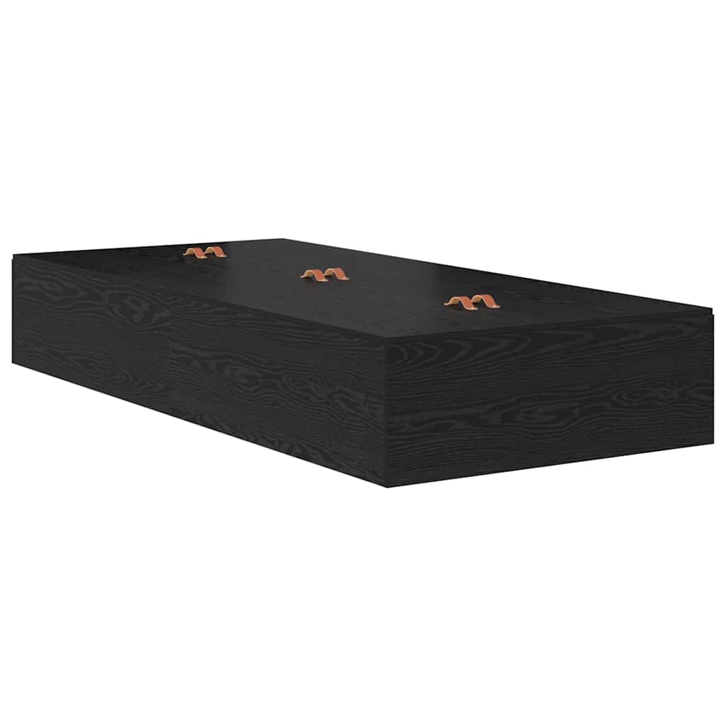 Cadre de lit avec rangement et porte chêne noir 90 x 190 cm - 5