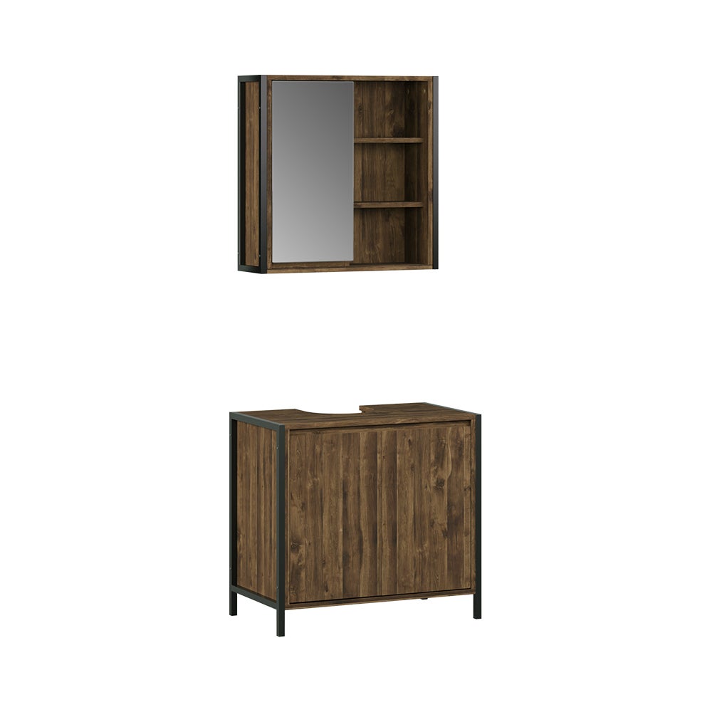 Vicco Zestaw mebli łazienkowych Naola, Dąb/czarny, 2 części