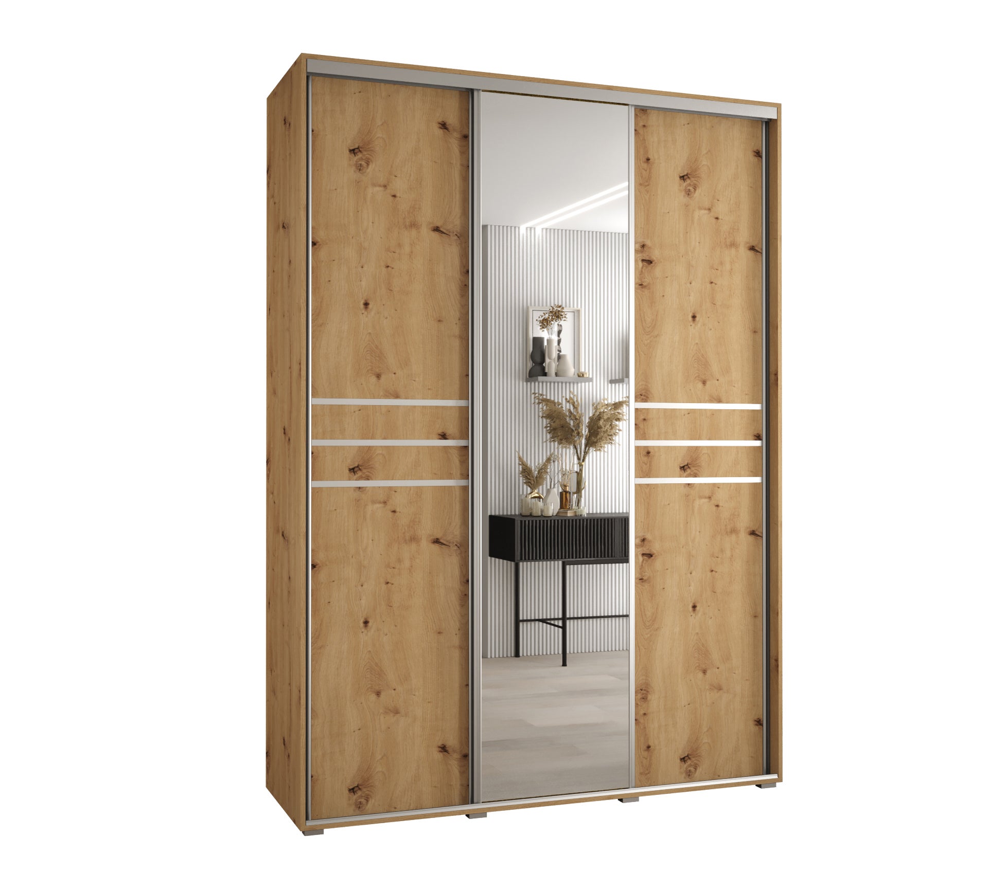 Szafa przesuwna z lustrem wysoka Davos 11 180 x 60 x 235,2 cm artisan + artisan + u. srebrny - Abiks Meble