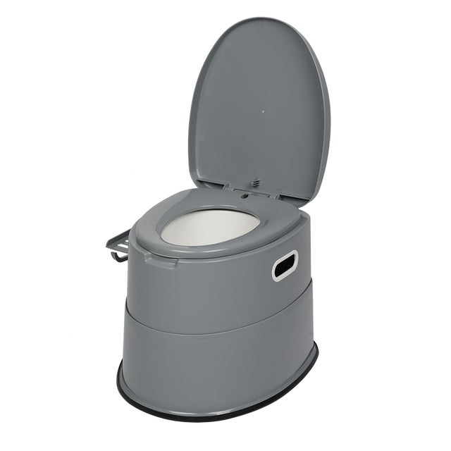 Toilette Extérieure pour Camping, PP, Gris, avec Boîte à Papier/Antidérapant, 50*40*42cm