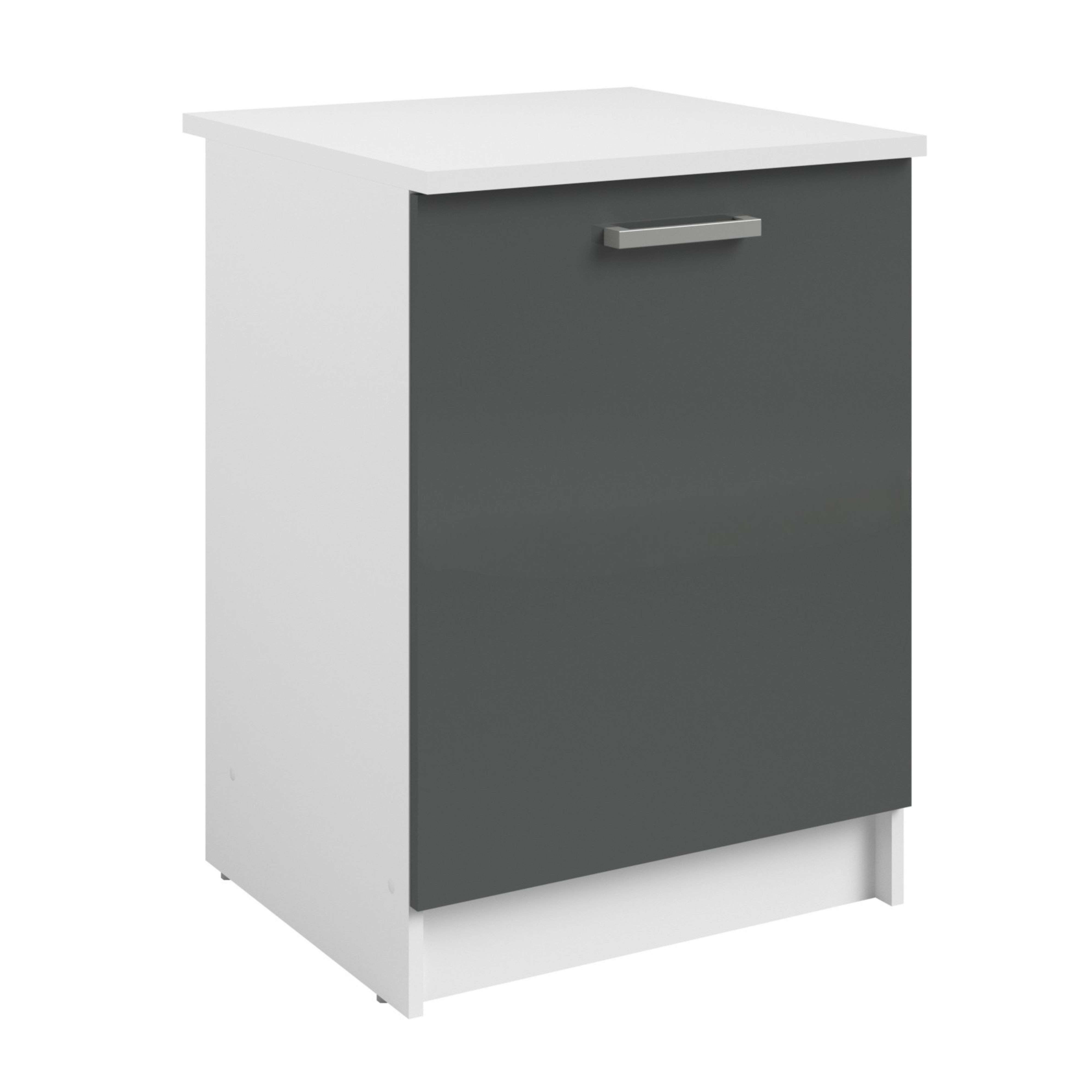 Cocina Modular Completa 300 cm, Muebles de Cocina 10 módulos Vetro Gris brillante y Blanco - 2