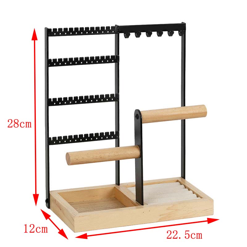 MINICLOSS Présentoir à bijoux, support à colliers et boucles d'oreilles, support à bijoux amovible à double axe (doré) - 2