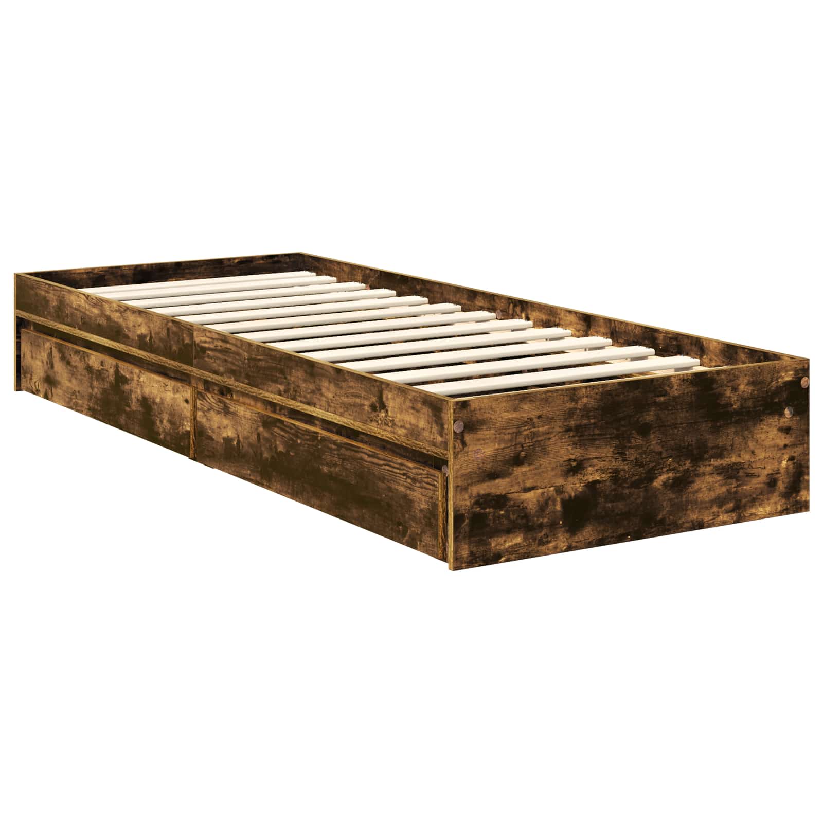 Lit de rangement chêne fumé 75 x 190 cm en panneau de bois - 6