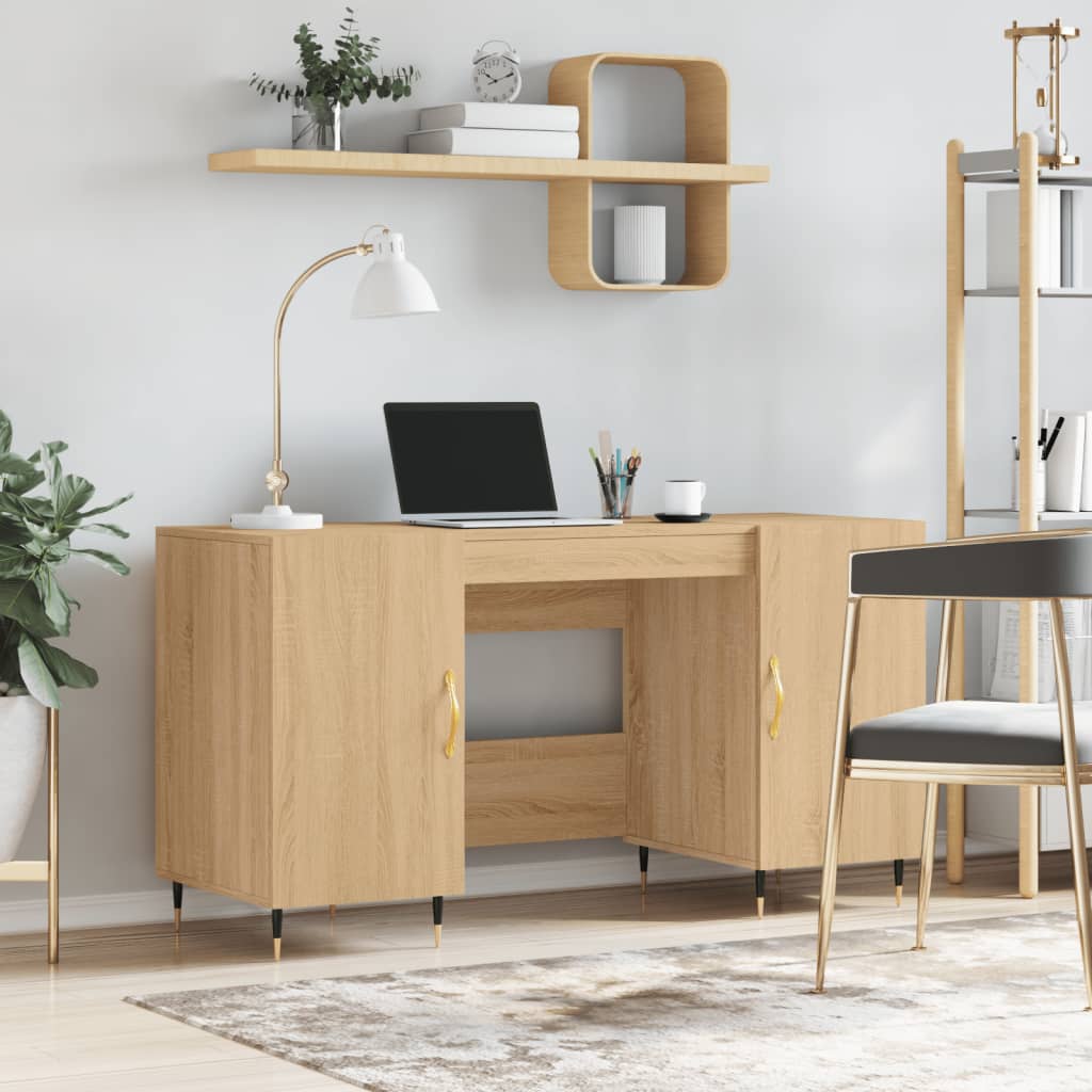 Bureau，Table de travail，Table d'étude chêne sonoma 140x50x75 cm bois d'ingénierie CWV92495 - 2