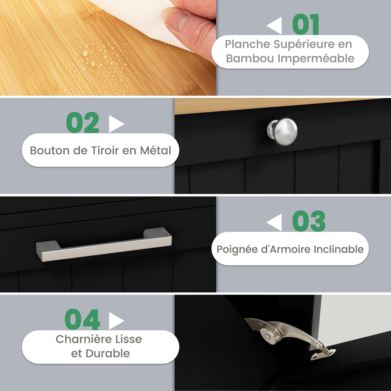 Panier à Linge avec Porte Basculante 38L, Meuble Salle de Bain Rangement 40 x 37 x 82 cm, Gain de Place, pour Petit Espace, Noir - 7