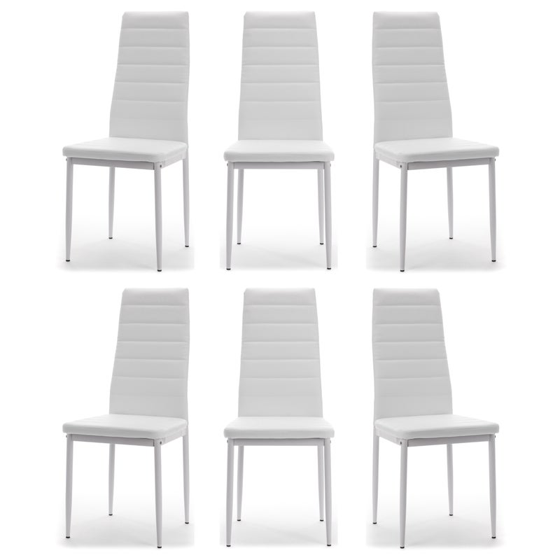 Zestaw 6 krzeseł FADO tapicerowane ekoskóra białe