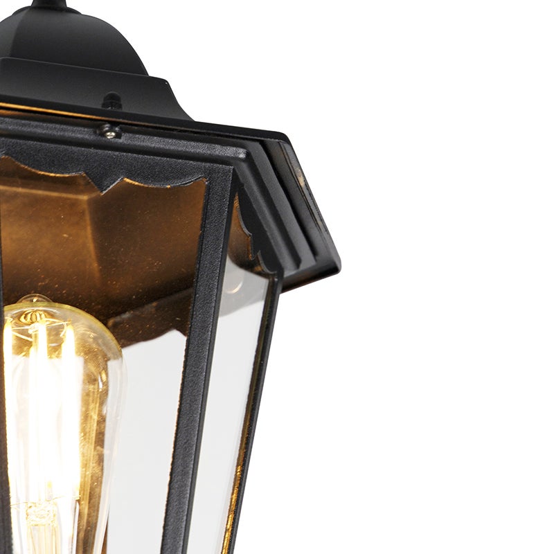 Qazqa classic-antique lanterne extérieure pour jardin - Havana - noir, max. 60w, e27, 220cm, IP44, à 3 lumières - 4