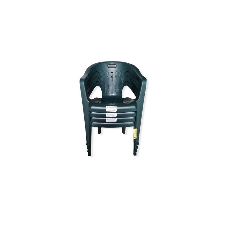 Chaise de jardin en résine monobloc empilable verte Piona - 3