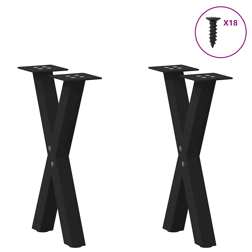 Pernas de mesa de centro Form X 2 unidades aço preto 38x(42-43) cm - COMFORTXL - 3