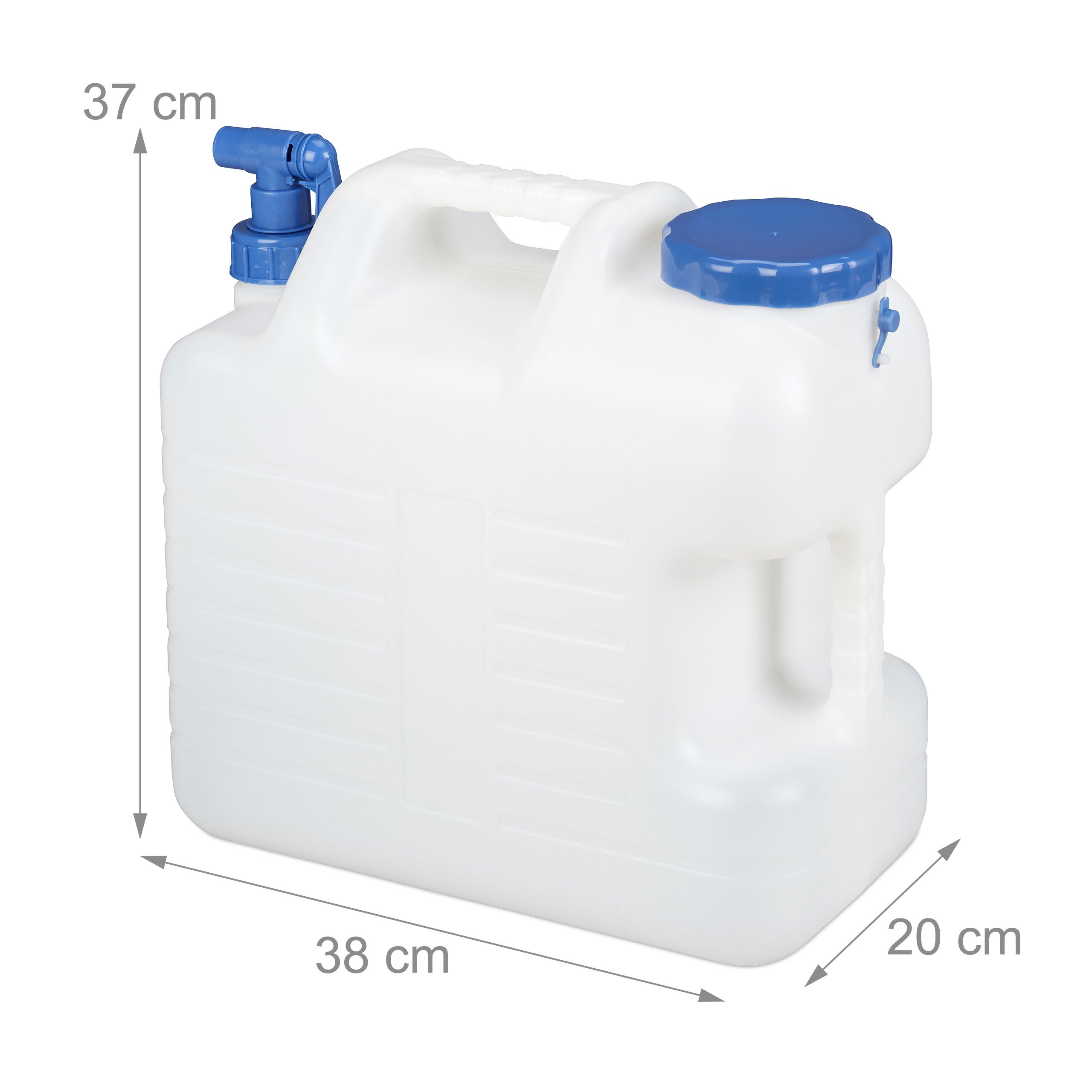 Jerrycan jerricane bidon d’eau réservoir 20 L robinet bouchon sans BPA camping voiture festival, blanc, Relaxdays - 4