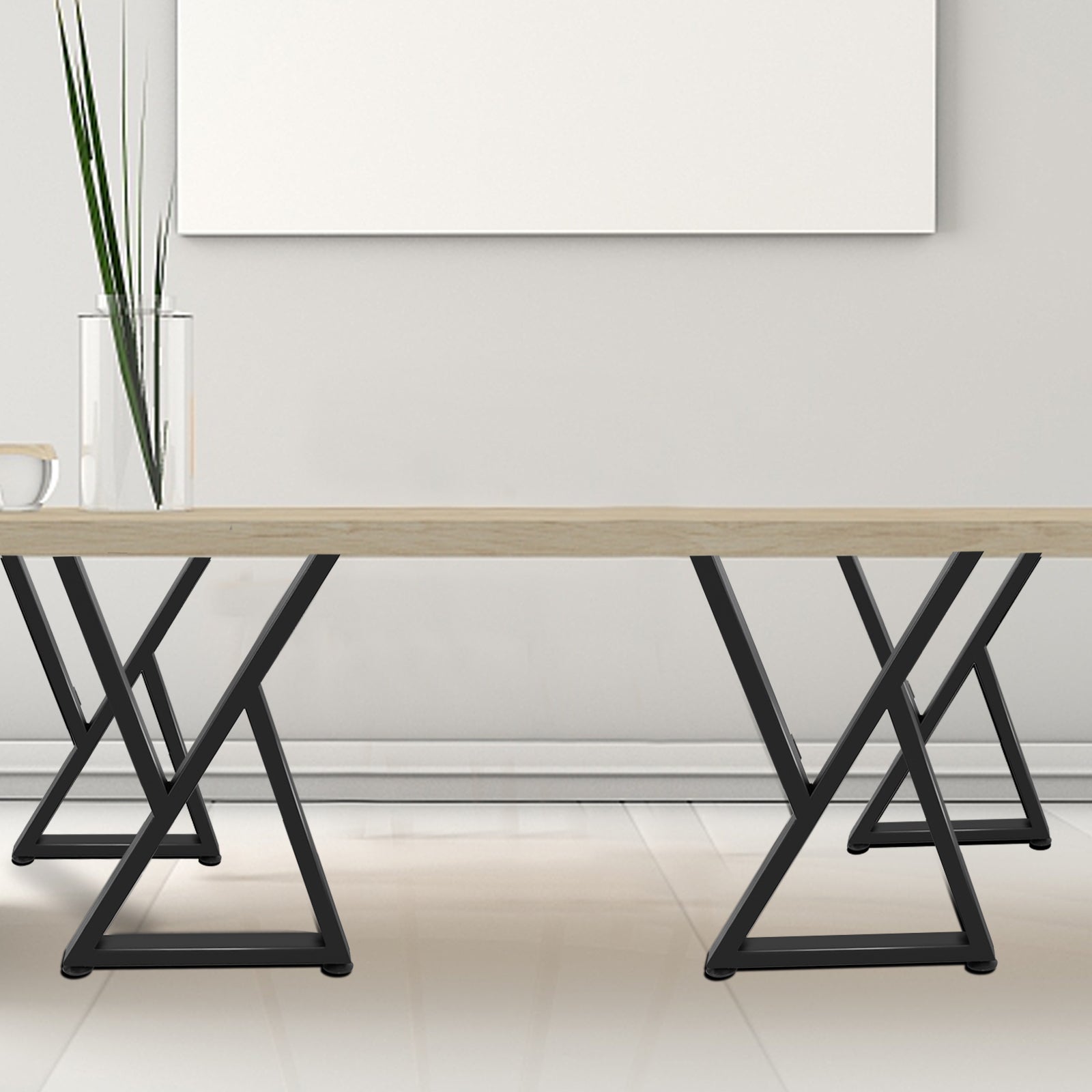 Pieds de table en métal noir VEVOR, 2PCs forme Z 28x18 pouces, pieds de bureau et table à manger robustes, pour table basse et meubles DIY - 8