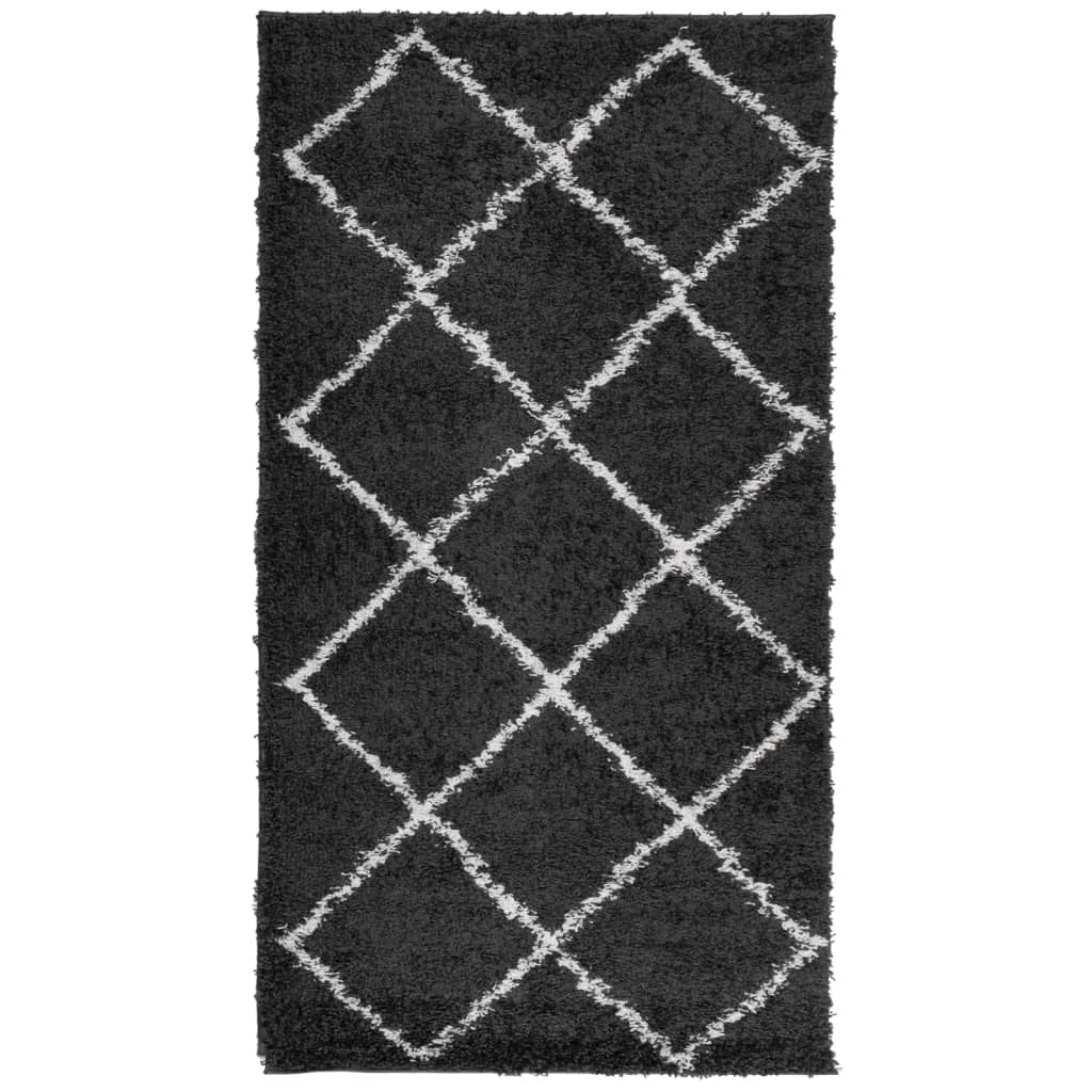 Alfombra de salón | Alfombra de pelo largo moderna negro y crema 60x110 ...