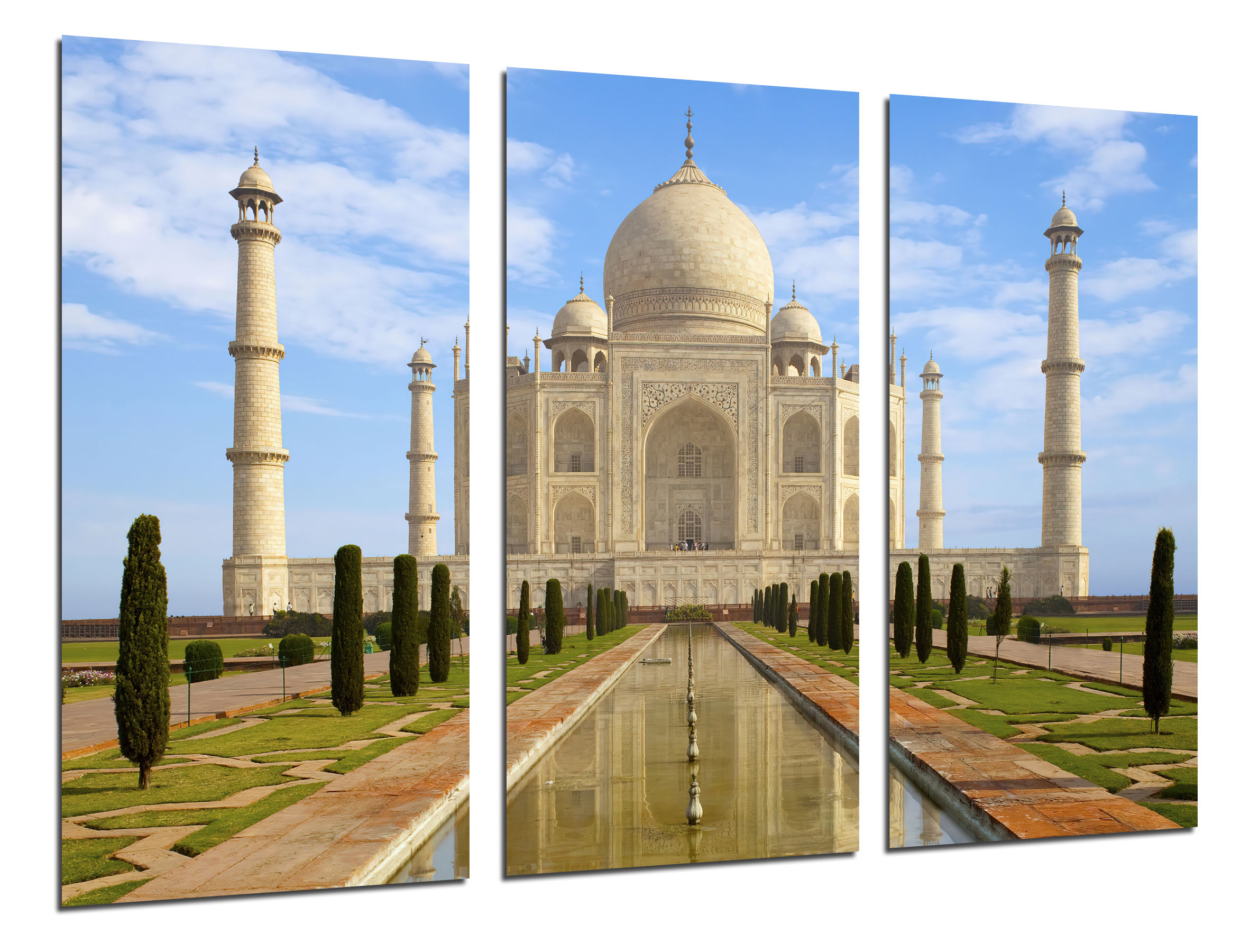 Set cuadros taj mahal, índia, palacio, 7 maravillas del mundo, impresión digital sobre madera