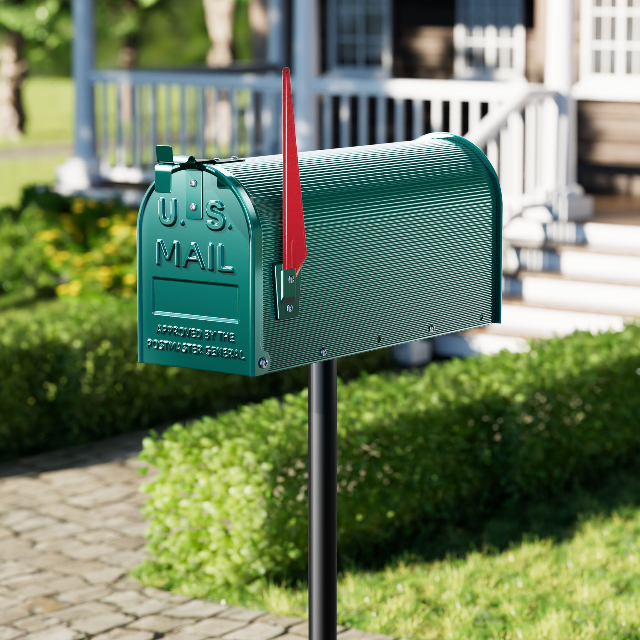 Boîte aux lettres design style américain, 150 x 513 x 223 mm, Couleur verte, Acier galvanisé, Boîte postale US Mailbox avec fanion Wiltec - 2