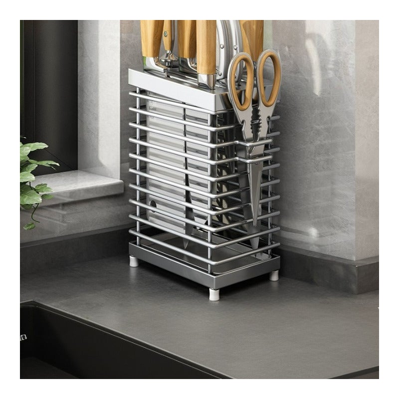 Uchwyt na noże ze stali nierdzewnej 304, do przechowywania na blacie kuchennym, kolory stali nierdzewnej, 14,8*9,7*22,5 cm