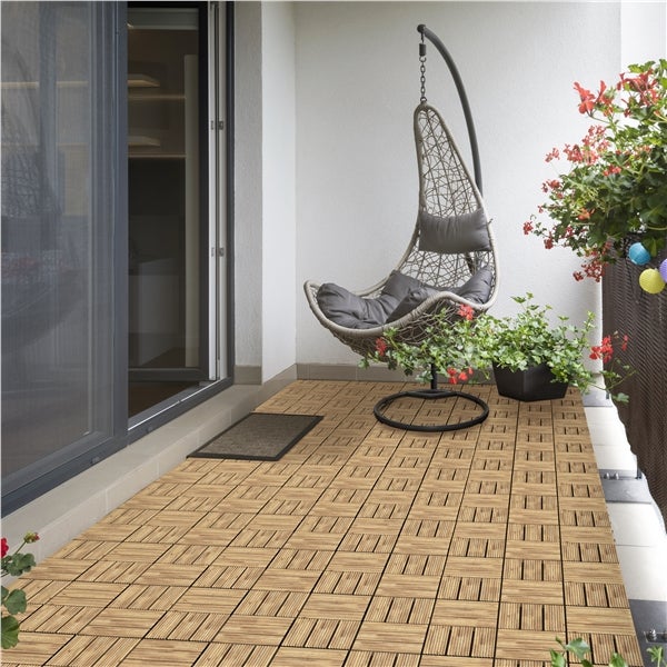 Lot de 27 Dalles de Terrasse en Bois de Sapin Bois Naturel 12 Lattes Yaheetech - 3