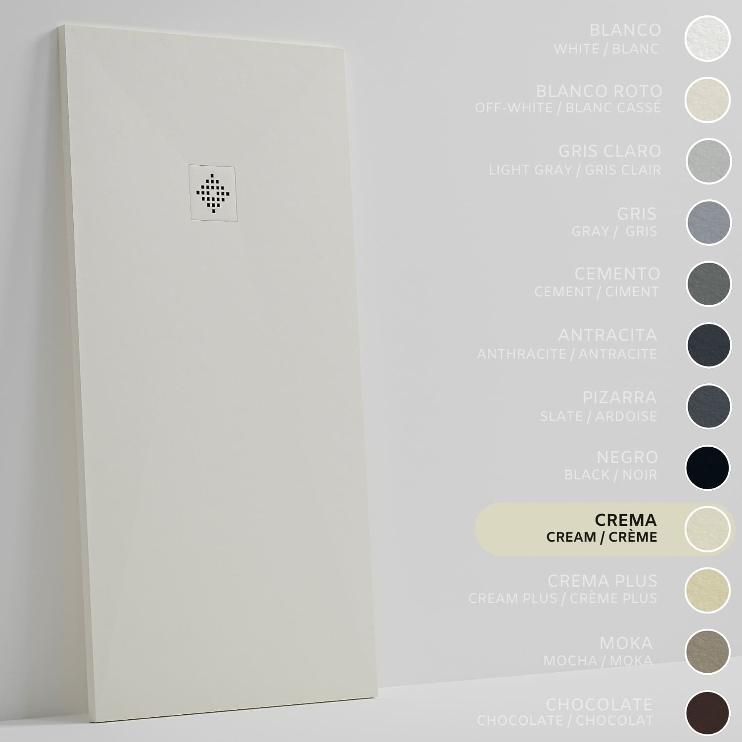 SOULHOME Brodzik prysznicowy– Żywica– Gel Coat– Gładka/Kamienna tekstura – Antypoślizgowy – Kolor kremowy – 170x100- Niski 3 cm– SAME