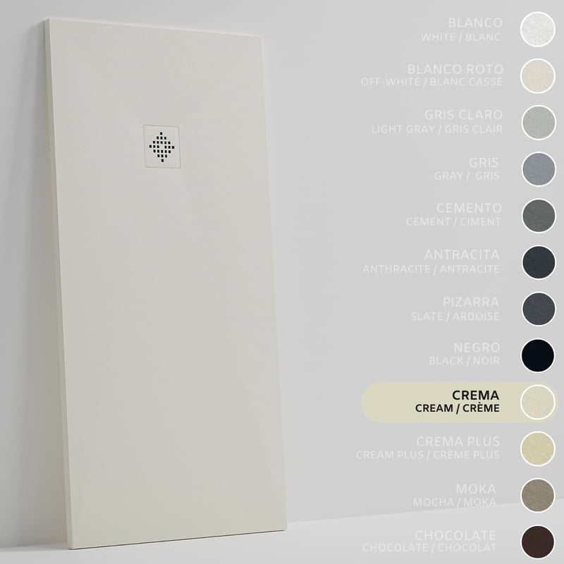 SOULHOME Brodzik prysznicowy– Żywica– Gel Coat– Gładka/Kamienna tekstura – Antypoślizgowy – Kolor kremowy – 170x100- Niski 3 cm– SAME