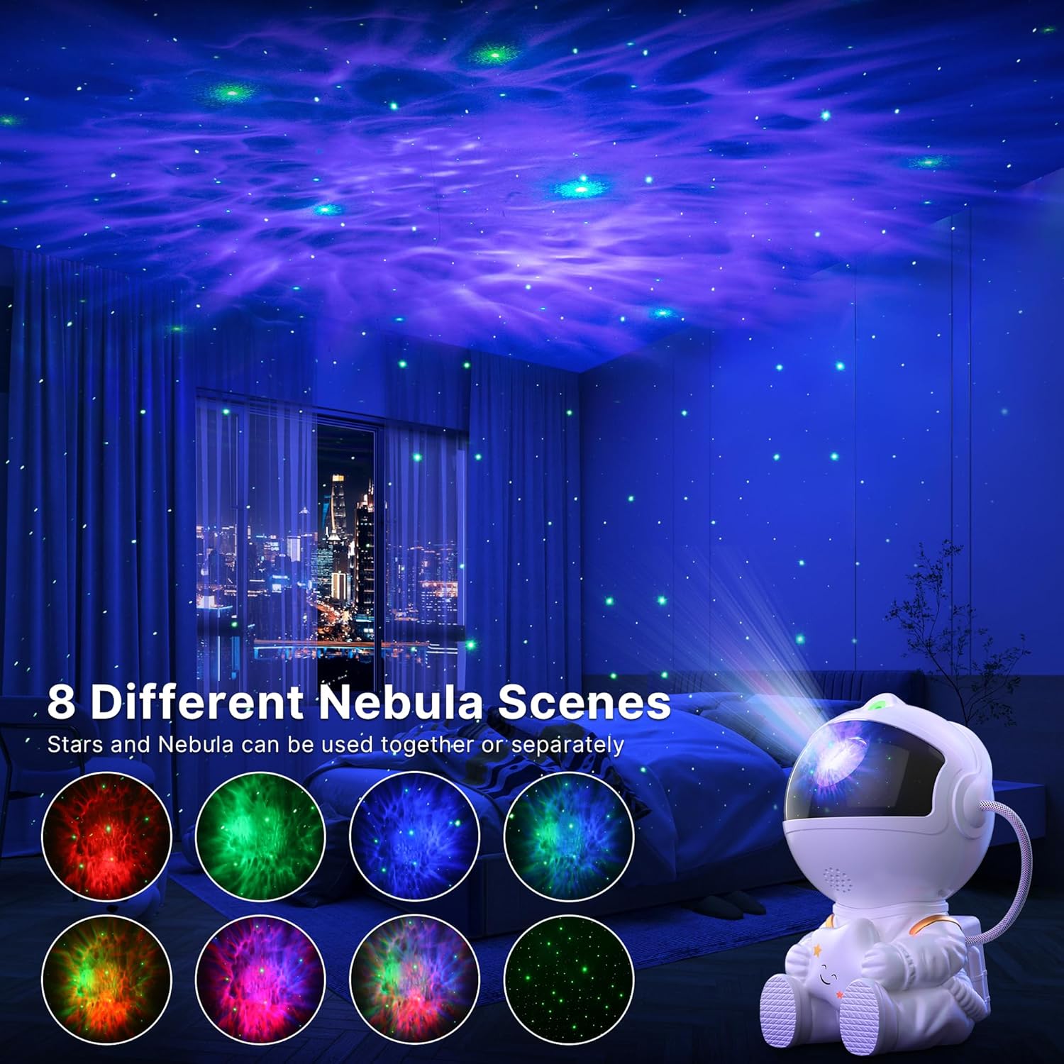 Projecteur Ciel étoilé Astronaute Projecteur Astronaute Ciel Étoilé LED - 8 Modes Nébuleuse, 5 Modes Luminosité/Vitesse, 2 Modes Étoiles - Télécommande, Minuterie Lampe Nuit Enfant étoiles