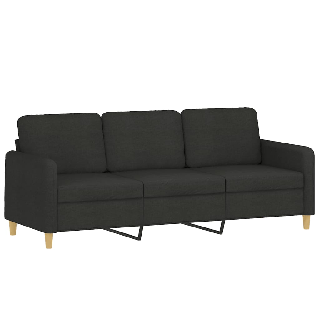 Ensemble de canapés 2 pcs avec coussins noir tissu - 4
