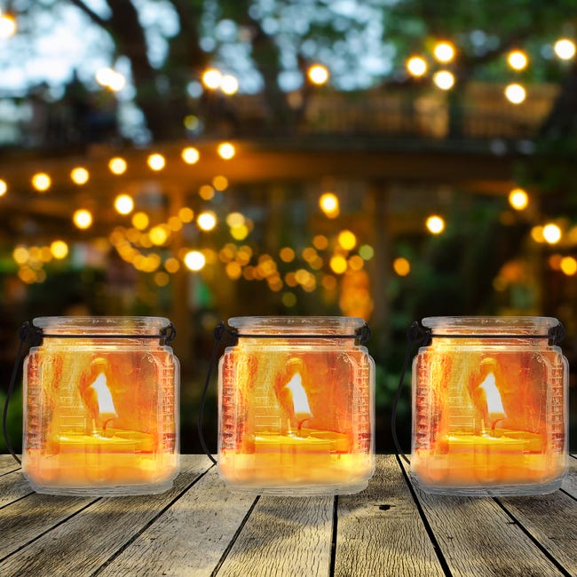 Relaxdays Portacandele In Vetro Con Manico - Set Di 12 Lanterne Per Interni Ed Esterni - Foto 14