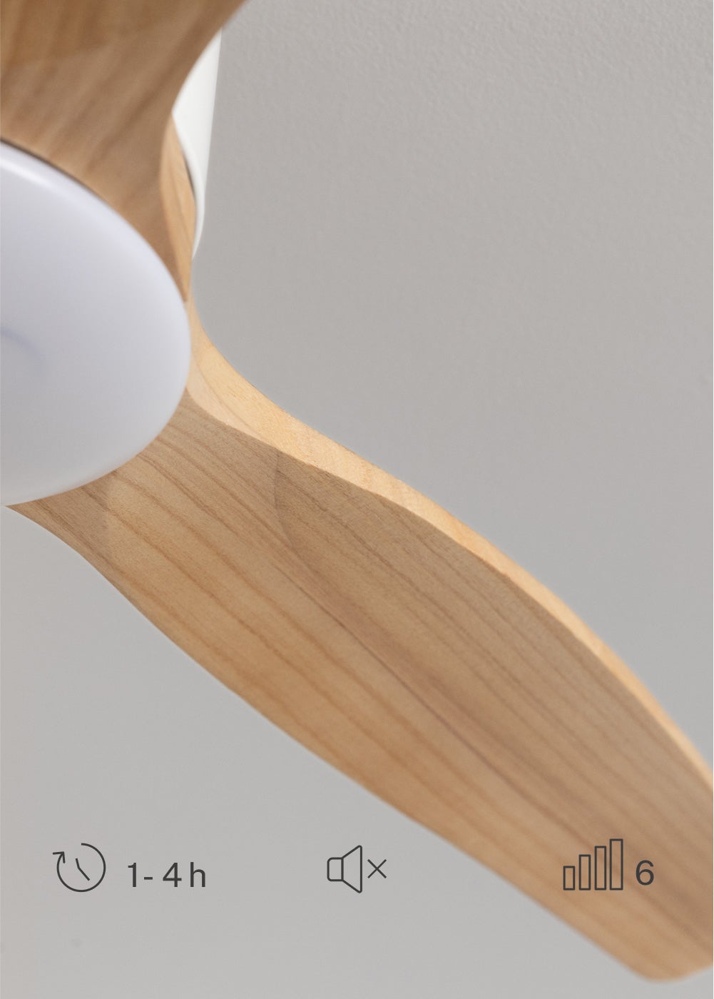 WIND CALM SLIM LIGHT M - Ventilateur de plafond silencieux 40W Ø132 cm 100 % bois avec eclaraige sans wifi - 5