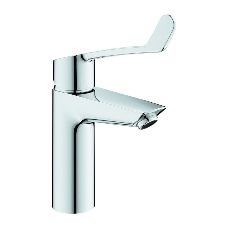 Grohe Eurosmart single-lever basin mixer, M-size, 120mm projection, push-open waste, long lever handle, 23983003