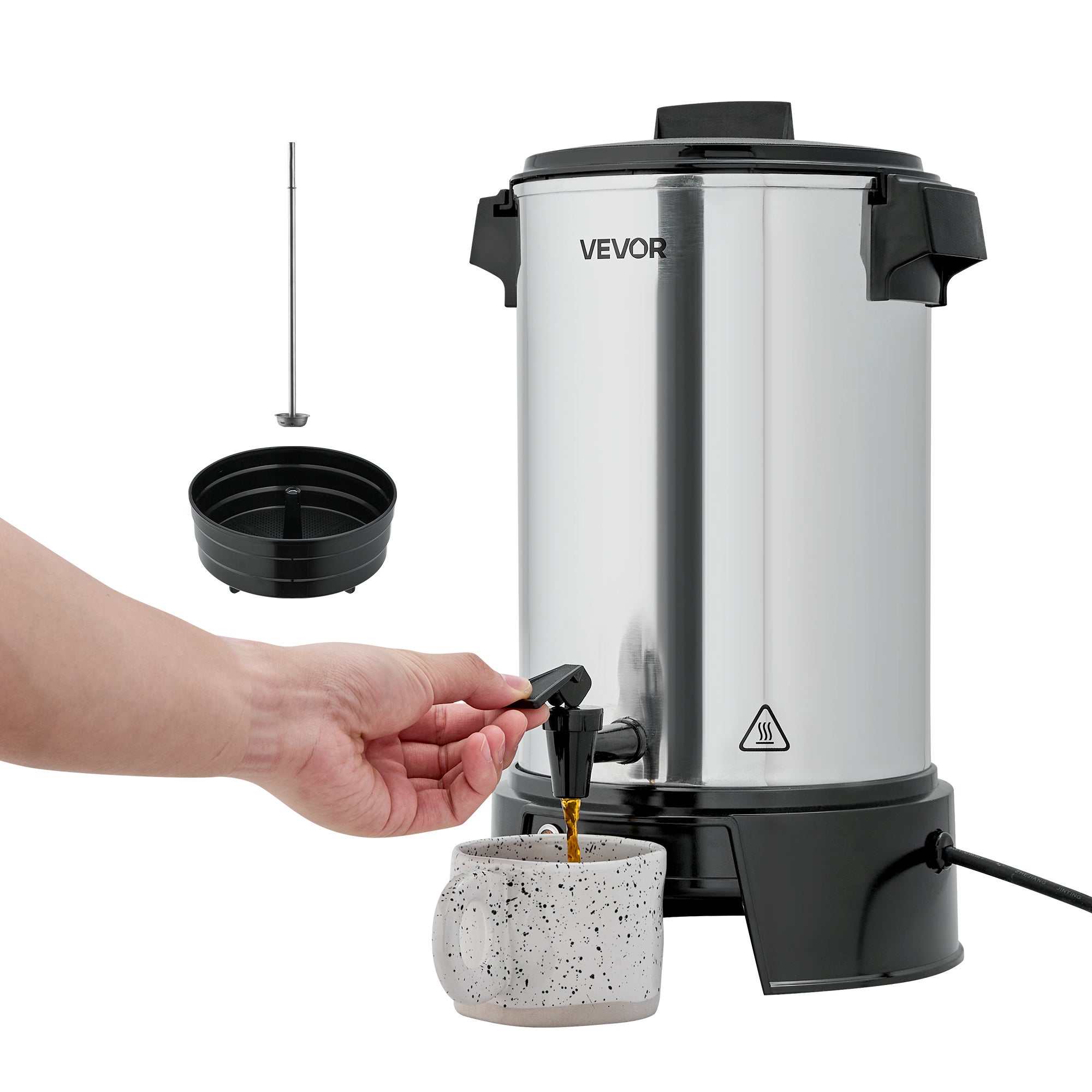 Percolateur Café VEVOR 4,5 L 30 Tasses, avec Robinet Anti-goutte, Infusion Rapide, Contrôle Automatique de la Température, pour Restauration Bar Café - 9