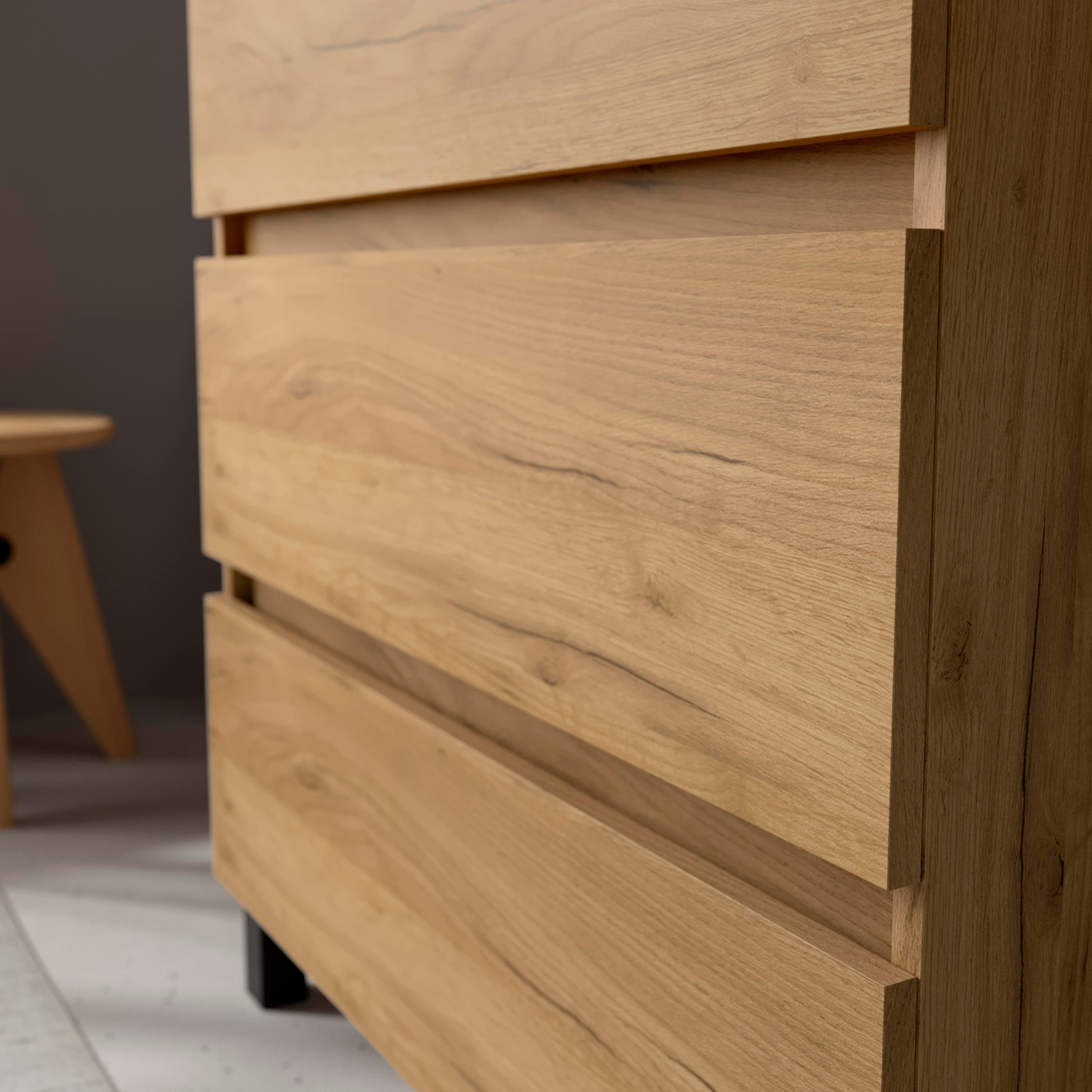 Meuble de salle de bain BEQUIA 3C 80cm Chêne | Vasque Porcelaine Centrale - 3