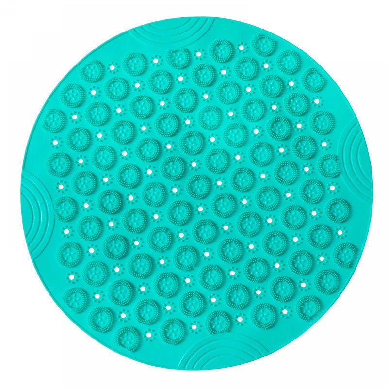 Zielona okrągła mata do masażu, 55x55 cm, antypoślizgowa mata prysznicowa, mata łazienkowa z otworem odpływowym i przyssawką