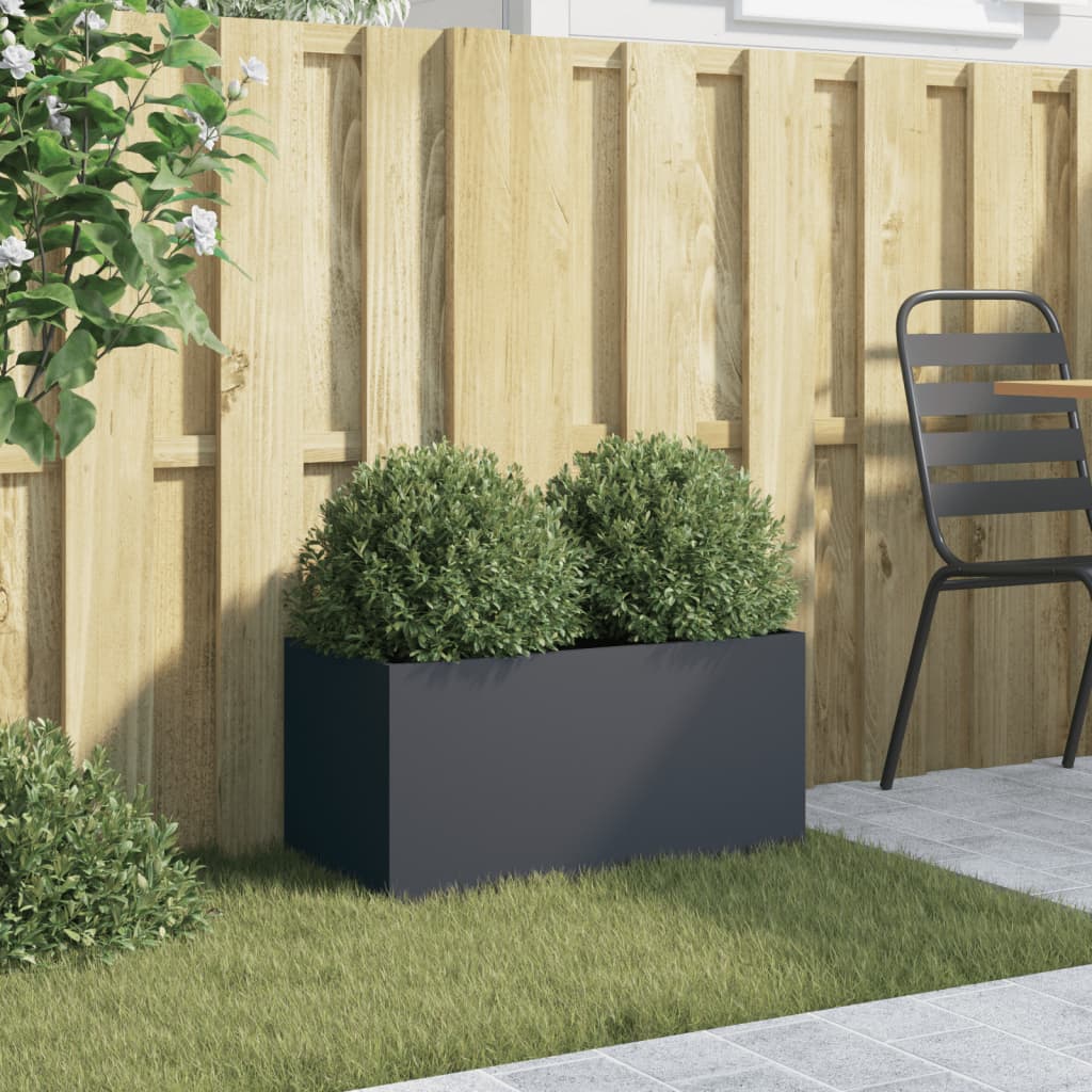 Jardinière, Pot de fleur，Bac à fleurs anthracite 62x30x29 cm acier laminé à froid CFW55275 - 3