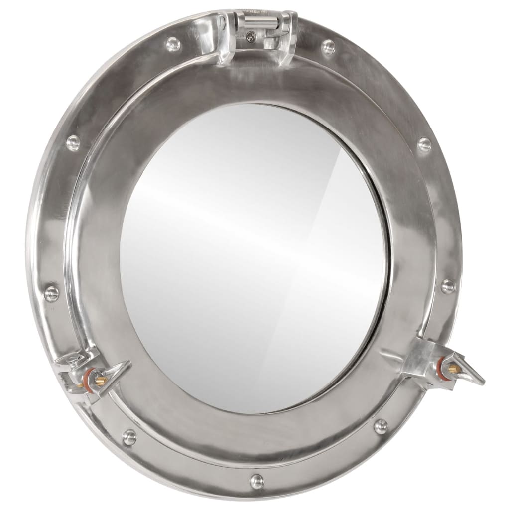 VidaXL&amp;nbsp;Lustro wiszące w kształcie bulaja,&amp;nbsp;Ø38 cm,&amp;nbsp;aluminium i szkło