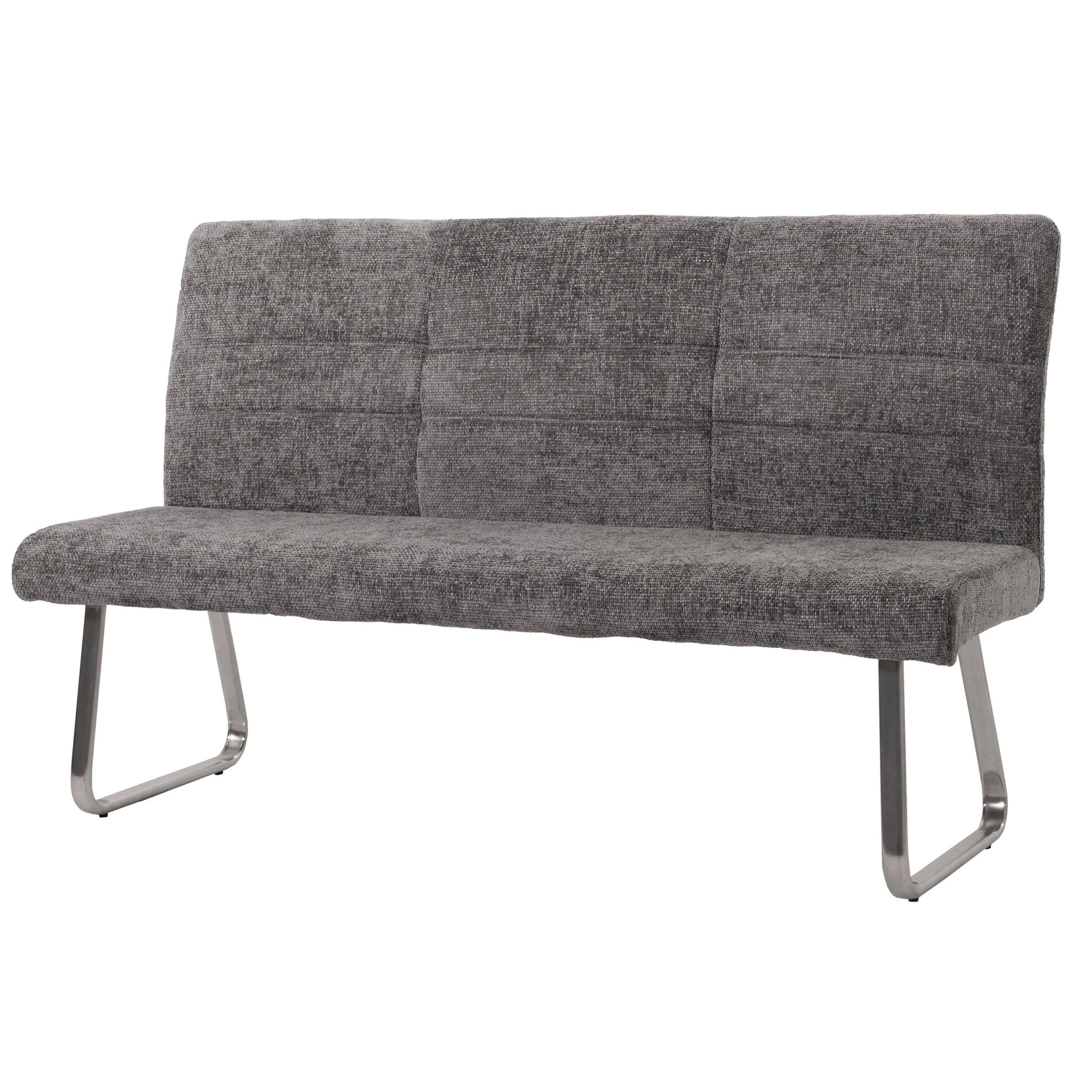 Ławka HWC-G55, ławka do jadalni, stal nierdzewna szczotkowana tkanina/tkanina szenilowa Oeko-Tex, 180cm ~ ciemnoszary