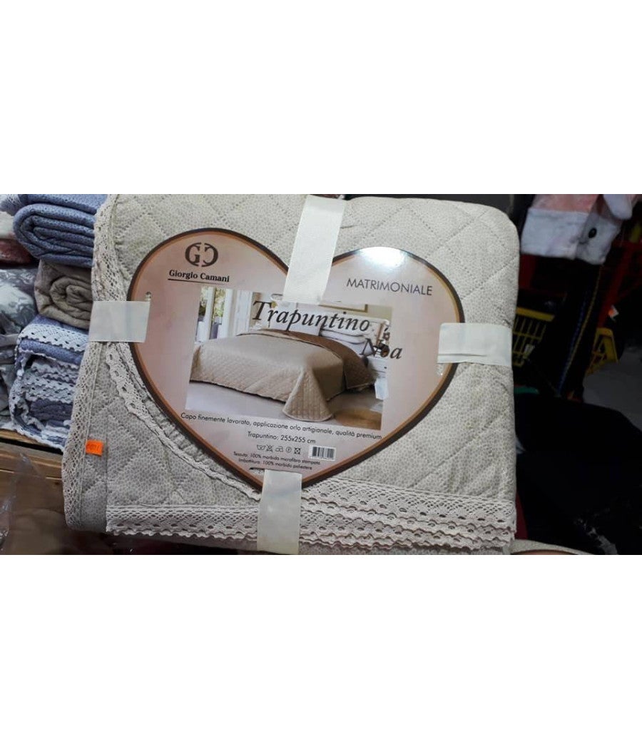 Trade Shop - Trapuntino Matrimoniale 255x255cm Con Bordi Merlettati Colore E Fantasia Casuale - - 5