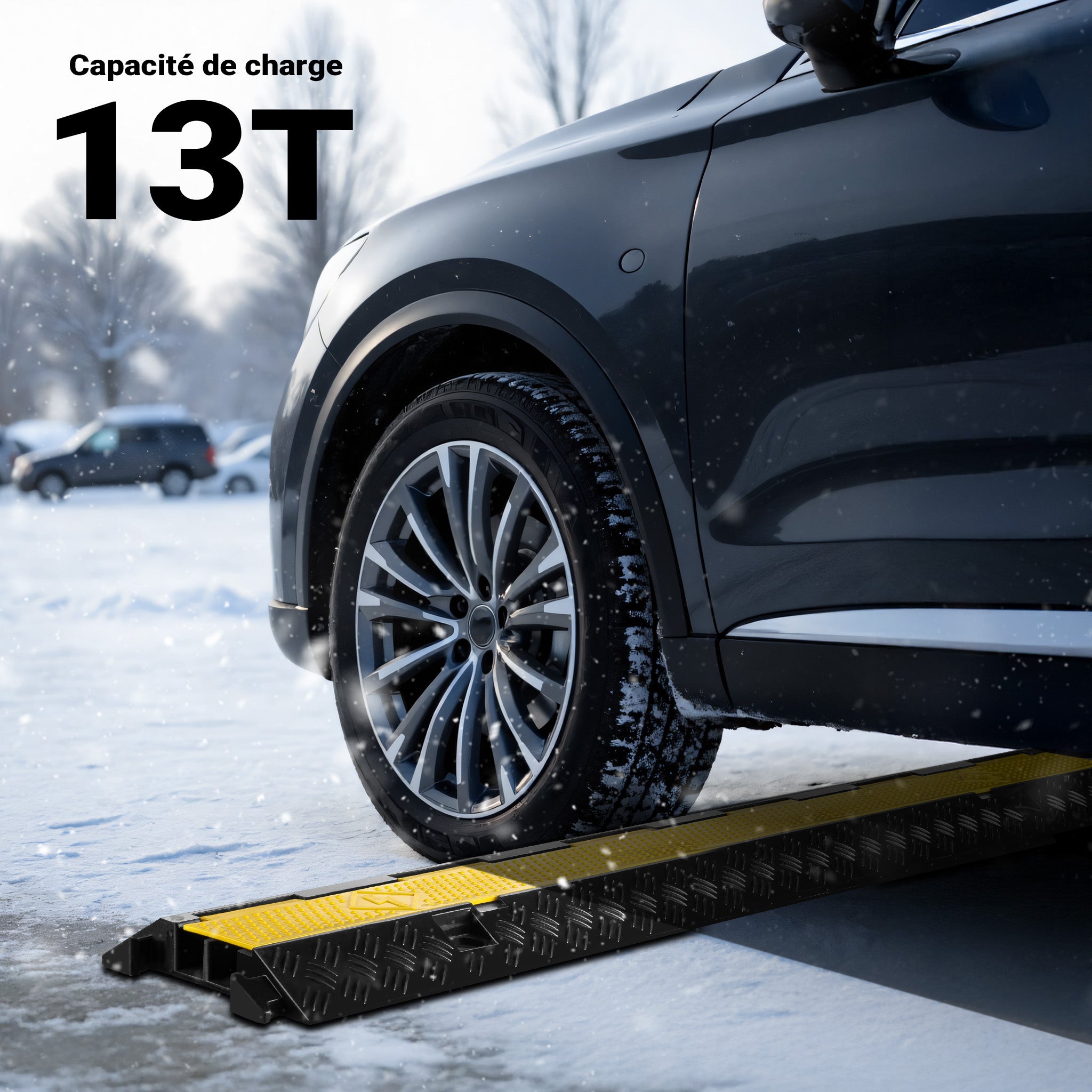 Wiltec Pedana passacavi carrabile 98 x 24 x 4,5 cm, copricavi con portata 13 t, copritubo calpestabile fino a 30 km/h, protezione antiurto da ester - 2