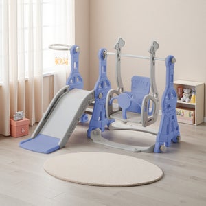 Aufun Toboggan 3 en 1 pour enfants, aire de jeux avec panier de basket