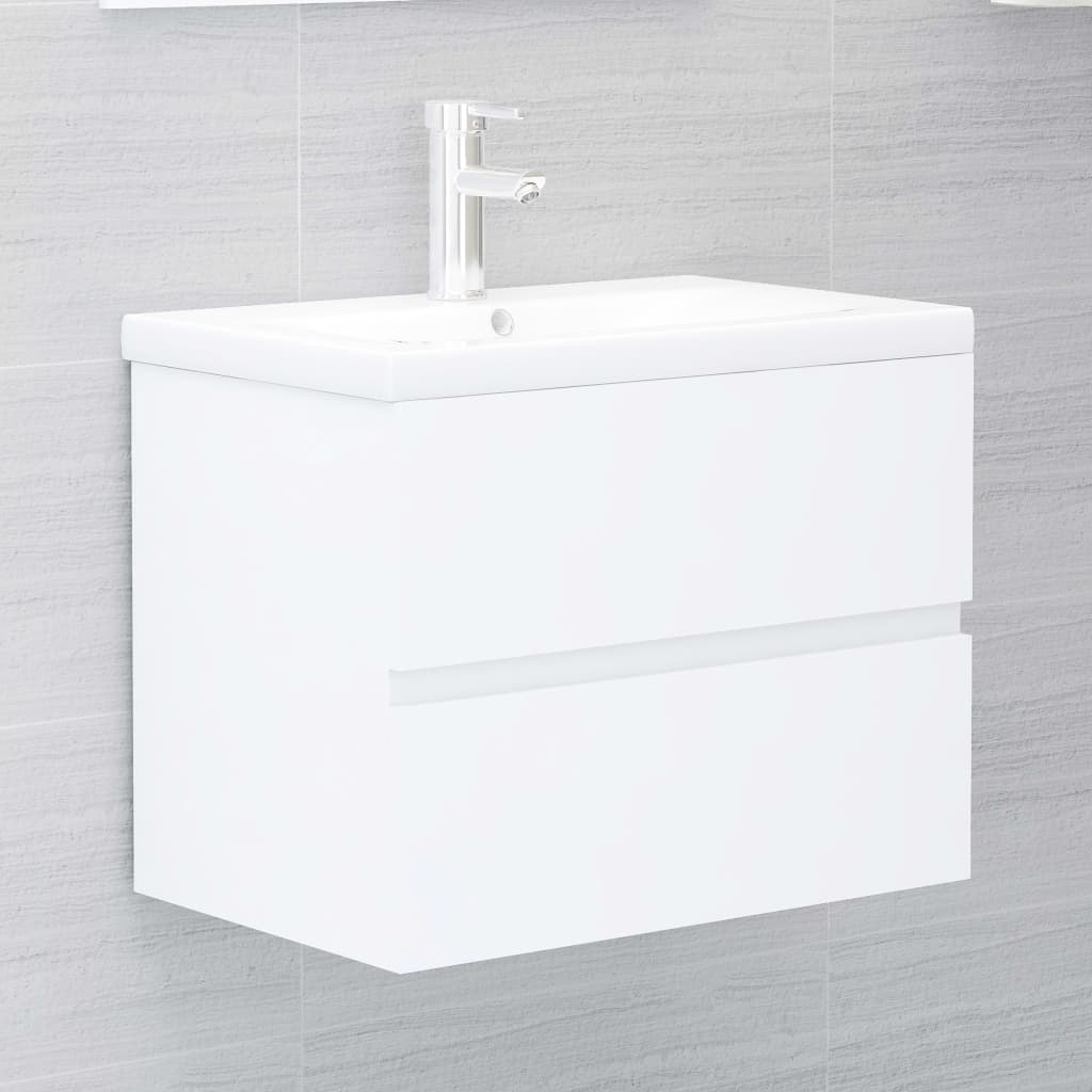 Ensemble de meubles salle de bain 2 pcs blanc bois d ingénierie - 9