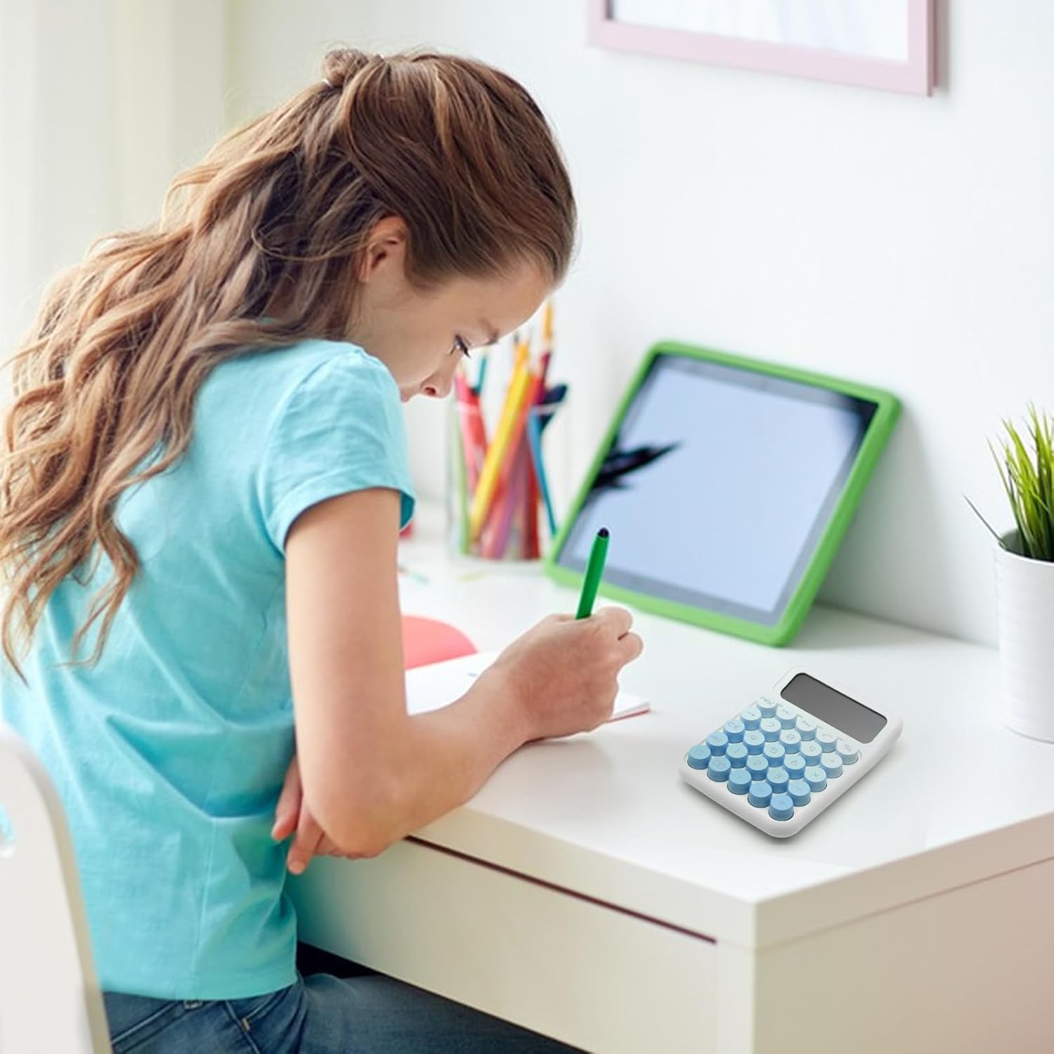 calcolatrice celeste (157*111*27mm), calcolatrice standard con display a 12 cifre, materiale per ufficio e accessori - 3