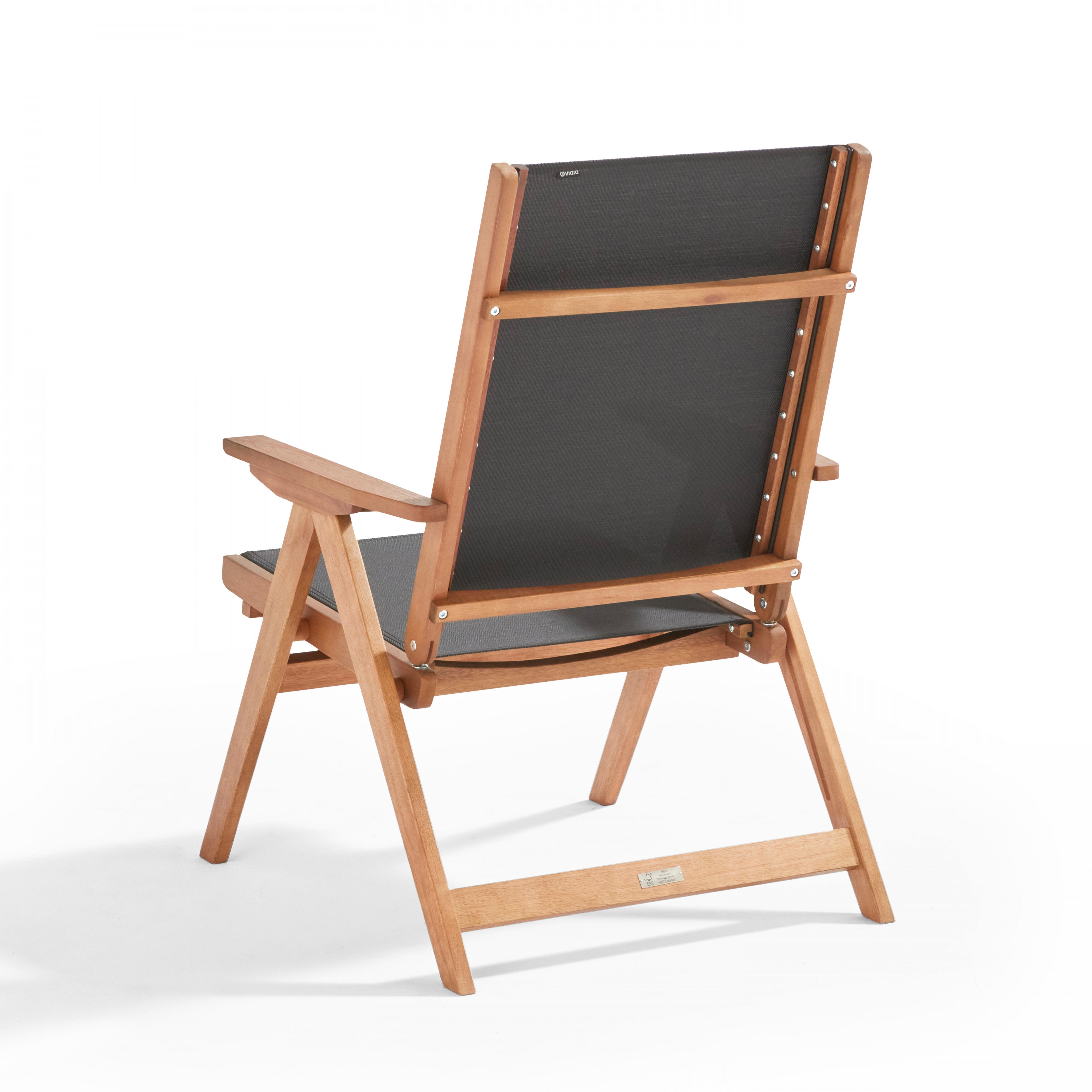Fauteuil relax en bois d'eucalyptus avec repose-pieds gris - 7