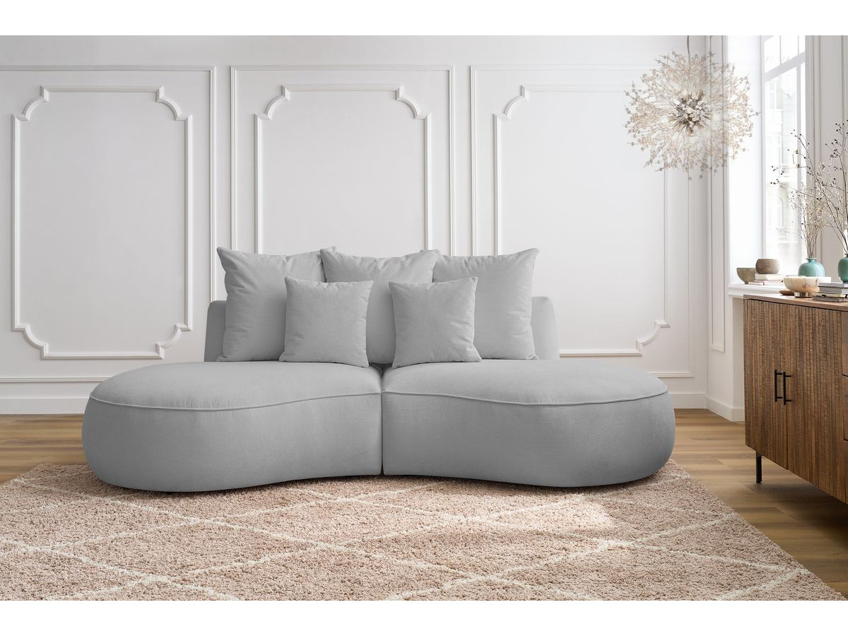 BOBOCHIC Canapé droit fixe 3 places SAINT-GERMAIN tissu texturé Gris clair - 4