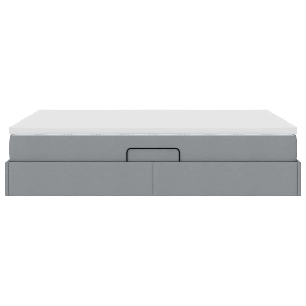Lit avec rangement et matelas gris clair 140 x 190 cm polyester - 9