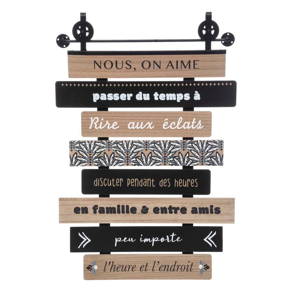Jim decoración de pared en madera y metal 48x72cm - atmosphera créateur d'intérieur